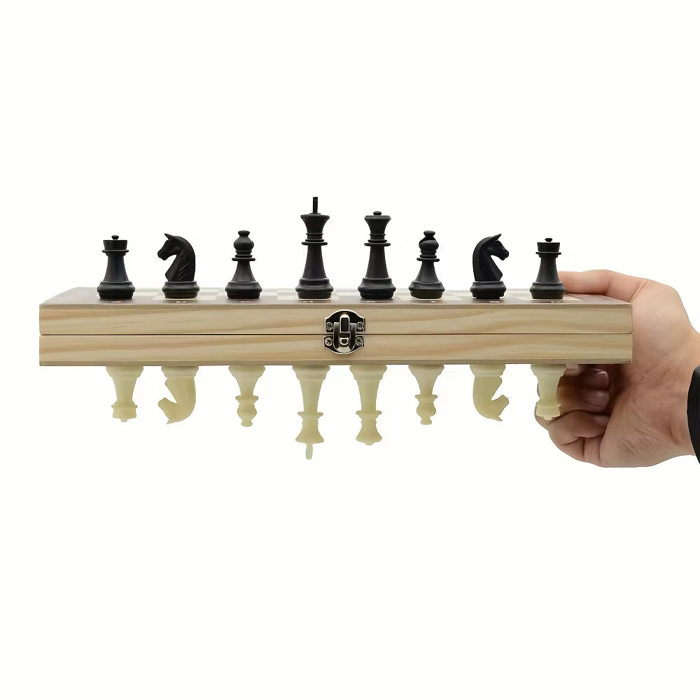 Chess Magnetic Folding Chess Set Solid Wooden Chess Baord Children Gift Family Strategy Chess Games